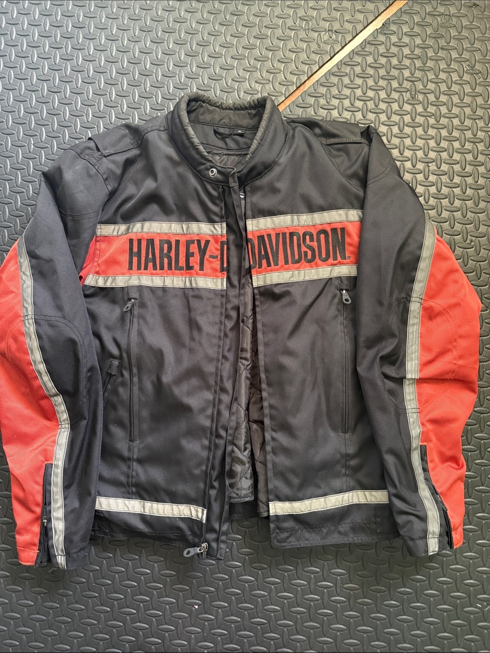 Harley-Davidson Black and Red Motorcycle Textile Jacket